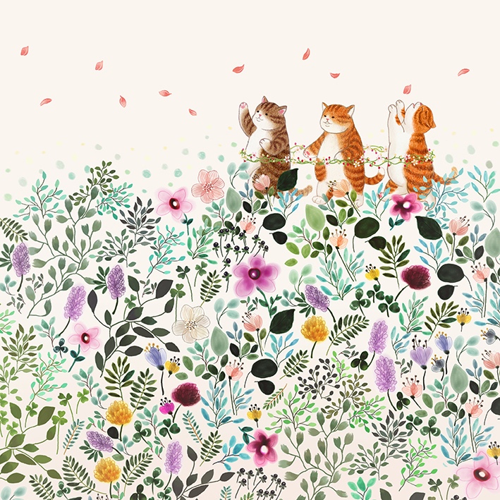 Кошки на поляне