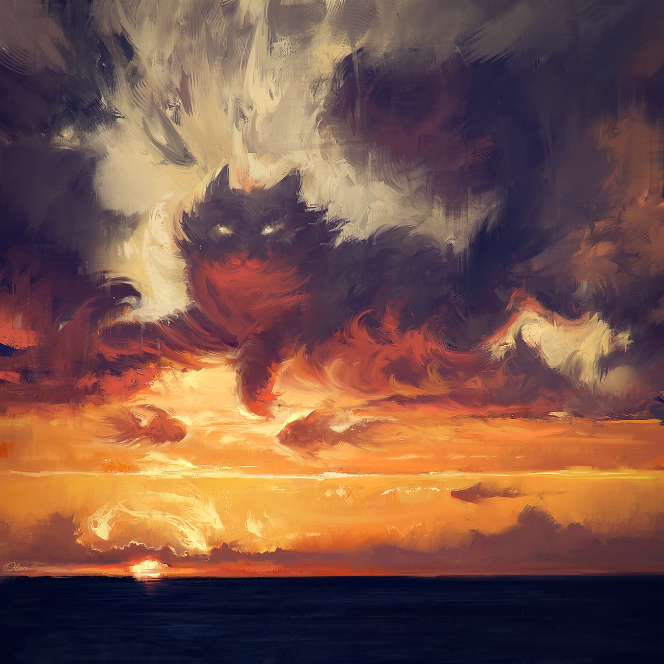 Облачный котик наблюдает за рыбками